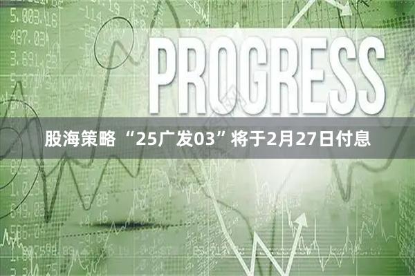 股海策略 “25广发03”将于2月27日付息