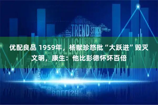 优配良品 1959年，杨献珍怒批“大跃进”毁灭文明，康生：他比彭德怀坏百倍