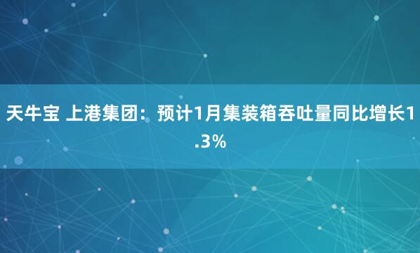 天牛宝 上港集团：预计1月集装箱吞吐量同比增长1.3%
