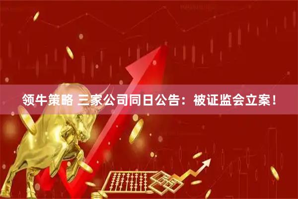 领牛策略 三家公司同日公告：被证监会立案！