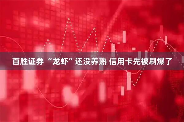 百胜证券 “龙虾”还没养熟 信用卡先被刷爆了