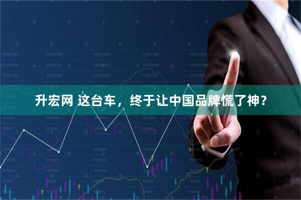 升宏网 这台车，终于让中国品牌慌了神？