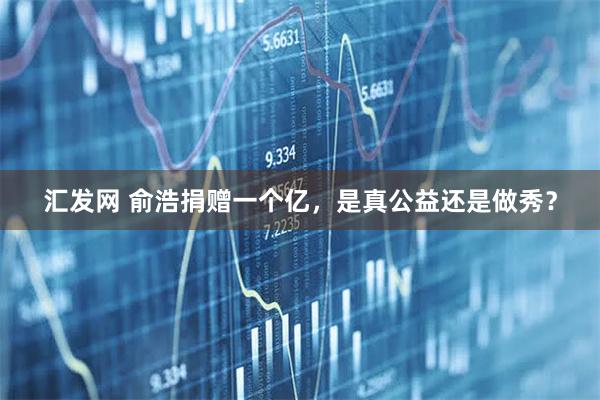 汇发网 俞浩捐赠一个亿，是真公益还是做秀？